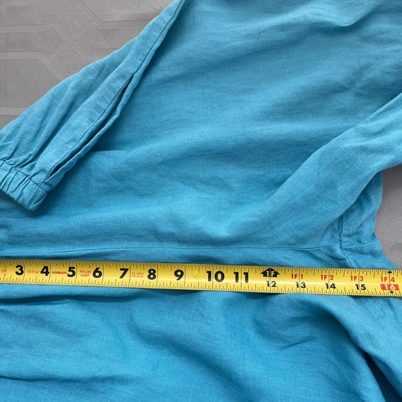 Flax Blue Linen Elastic Waist Wide Leg Pants Size Medium - Picture 7 of 8